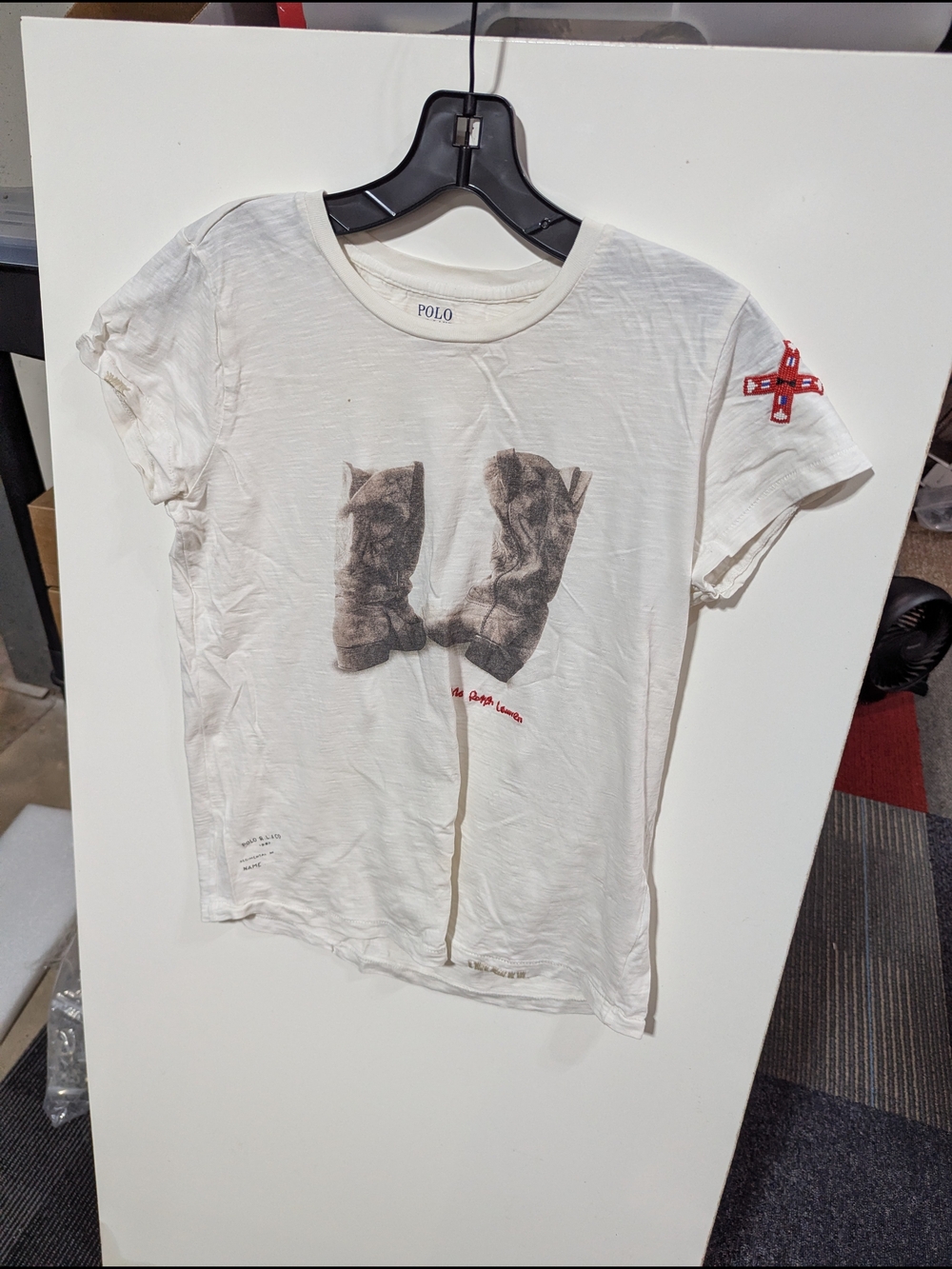 Polo by Ralph Lauren White Graphic Kids Tee with Boot Print